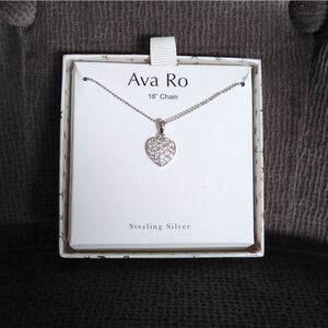 Ava Ro🚣 Silver Pave Heart❤ Pendant Necklace - NIB